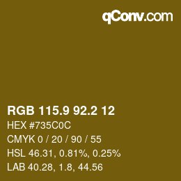カラーコード: RGB 115.9 92.2 12 | qconv.com
