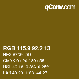 Color code: RGB 115.9 92.2 13 | qconv.com
