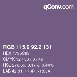 Color code: RGB 115.9 92.2 131 | qconv.com