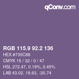 Color code: RGB 115.9 92.2 136 | qconv.com