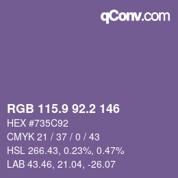 Color code: RGB 115.9 92.2 146 | qconv.com