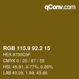 Color code: RGB 115.9 92.2 15 | qconv.com