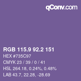 Color code: RGB 115.9 92.2 151 | qconv.com
