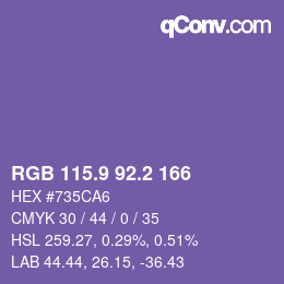 Color code: RGB 115.9 92.2 166 | qconv.com
