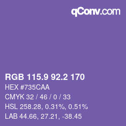 Color code: RGB 115.9 92.2 170 | qconv.com