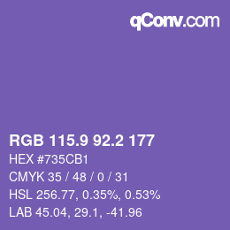 カラーコード: RGB 115.9 92.2 177 | qconv.com