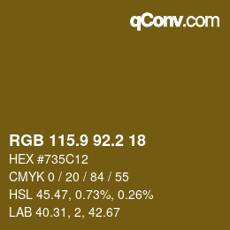 Color code: RGB 115.9 92.2 18 | qconv.com