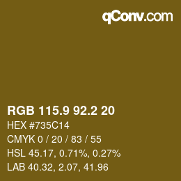 Color code: RGB 115.9 92.2 20 | qconv.com