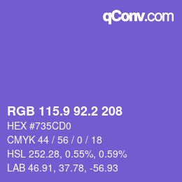 カラーコード: RGB 115.9 92.2 208 | qconv.com