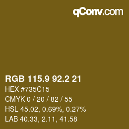 カラーコード: RGB 115.9 92.2 21 | qconv.com