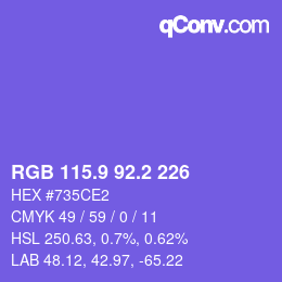 カラーコード: RGB 115.9 92.2 226 | qconv.com