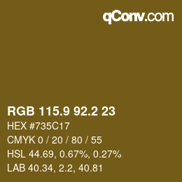 Color code: RGB 115.9 92.2 23 | qconv.com