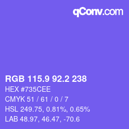 カラーコード: RGB 115.9 92.2 238 | qconv.com