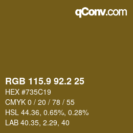 Color code: RGB 115.9 92.2 25 | qconv.com