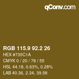 カラーコード: RGB 115.9 92.2 26 | qconv.com