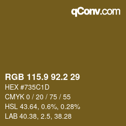 Color code: RGB 115.9 92.2 29 | qconv.com