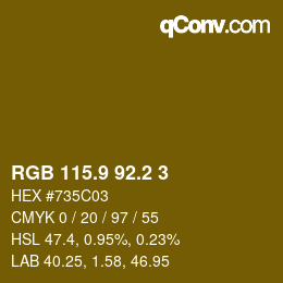カラーコード: RGB 115.9 92.2 3 | qconv.com