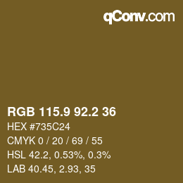 カラーコード: RGB 115.9 92.2 36 | qconv.com