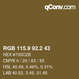 カラーコード: RGB 115.9 92.2 43 | qconv.com