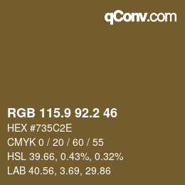 Color code: RGB 115.9 92.2 46 | qconv.com