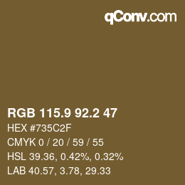 Color code: RGB 115.9 92.2 47 | qconv.com
