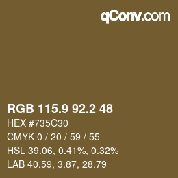 Color code: RGB 115.9 92.2 48 | qconv.com