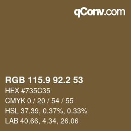 Color code: RGB 115.9 92.2 53 | qconv.com