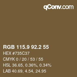Color code: RGB 115.9 92.2 55 | qconv.com