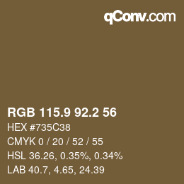 Color code: RGB 115.9 92.2 56 | qconv.com