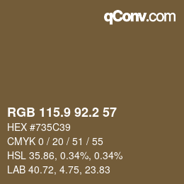 Color code: RGB 115.9 92.2 57 | qconv.com