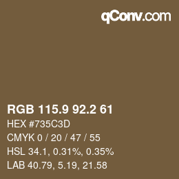Color code: RGB 115.9 92.2 61 | qconv.com