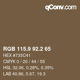 Color code: RGB 115.9 92.2 65 | qconv.com
