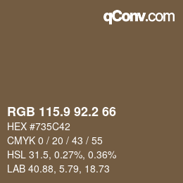 Farbcode: RGB 115.9 92.2 66 | qconv.com