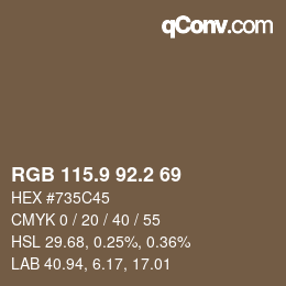 Color code: RGB 115.9 92.2 69 | qconv.com