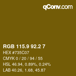 Color code: RGB 115.9 92.2 7 | qconv.com
