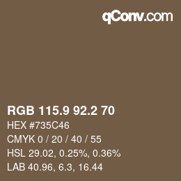 Color code: RGB 115.9 92.2 70 | qconv.com