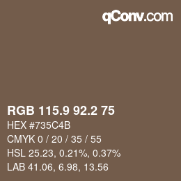 Color code: RGB 115.9 92.2 75 | qconv.com