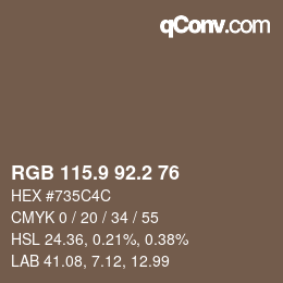 Farbcode: RGB 115.9 92.2 76 | qconv.com