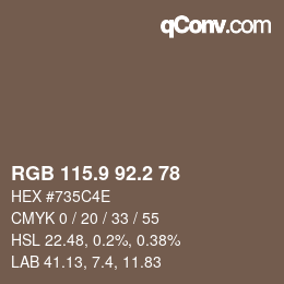 Color code: RGB 115.9 92.2 78 | qconv.com