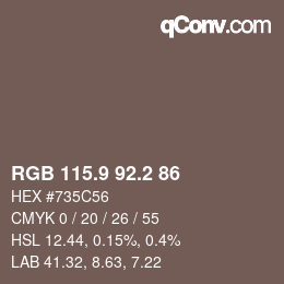 Color code: RGB 115.9 92.2 86 | qconv.com