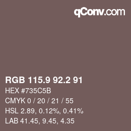 カラーコード: RGB 115.9 92.2 91 | qconv.com