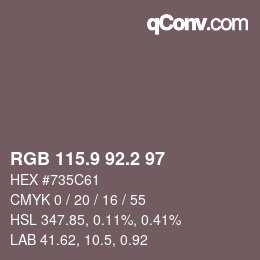 カラーコード: RGB 115.9 92.2 97 | qconv.com