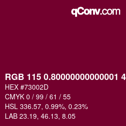 カラーコード: RGB 115 0.80000000000001 45.4 | qconv.com