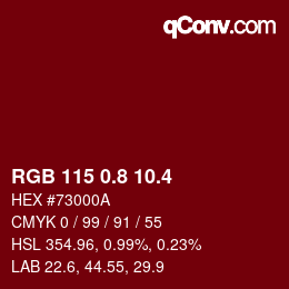 カラーコード: RGB 115 0.8 10.4 | qconv.com