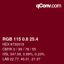 カラーコード: RGB 115 0.8 25.4 | qconv.com