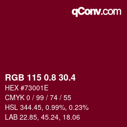 カラーコード: RGB 115 0.8 30.4 | qconv.com