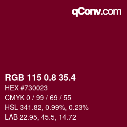 カラーコード: RGB 115 0.8 35.4 | qconv.com