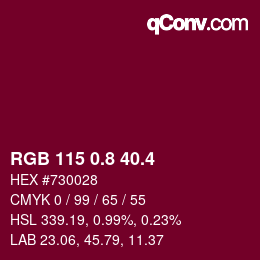 カラーコード: RGB 115 0.8 40.4 | qconv.com