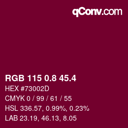 カラーコード: RGB 115 0.8 45.4 | qconv.com