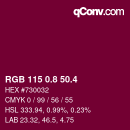 カラーコード: RGB 115 0.8 50.4 | qconv.com